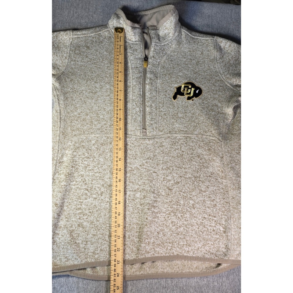 Colorado Buffaloes CU NCAA Quarter Zip Pullover Sweater Fleece Tan Womens L